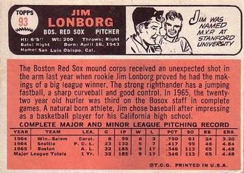 1966 Topps #93 Jim Lonborg | Trading Card Database