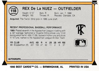 1990 Best #118 Rex de la Nuez Back