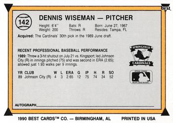 1990 Best #142 Dennis Wiseman Back