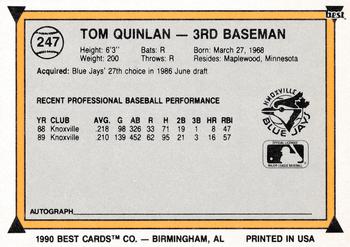 1990 Best #247 Tom Quinlan Back