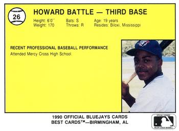 1990 Best Medicine Hat Blue Jays #26 Howard Battle  Back