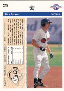 1992 Upper Deck Minor League #245 Rich Becker Back