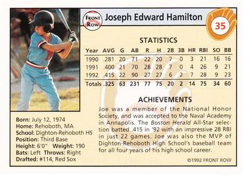 1992 Front Row Draft Picks - Silver #35 Joe Hamilton Back