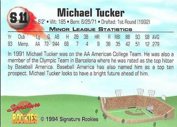 1994 Signature Rookies - Hottest Prospects #S11 Michael Tucker Back