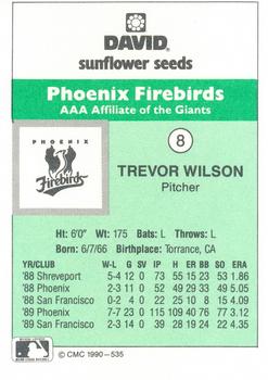 1990 CMC Phoenix Firebirds #8 Trevor Wilson Back