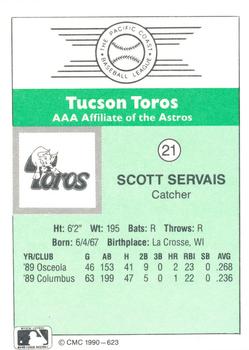 1990 CMC Tucson Toros #21 Scott Servais Back