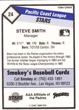1989 CMC Las Vegas Stars #24 Steve Smith Back