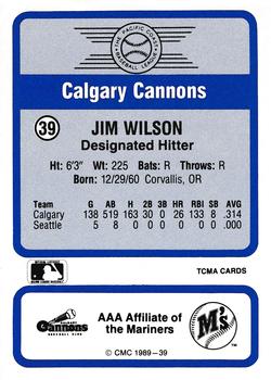 1989 CMC Triple A All-Stars #39 Jim Wilson Back