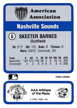 1989 CMC Triple A All-Stars #6 Skeeter Barnes Back