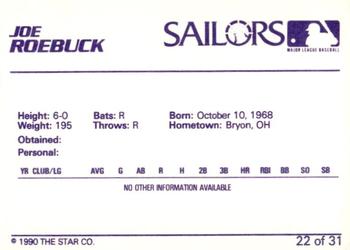 1990 Star Erie Sailors #22 Joe Roebuck Back