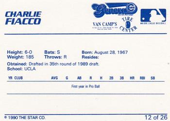 1990 Star Geneva Cubs #12 Charlie Fiacco Back