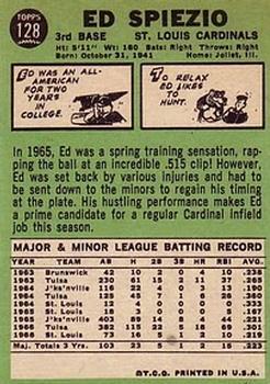 1967 Topps #128 Ed Spiezio Back