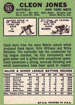 1967 Topps #165 Cleon Jones Back