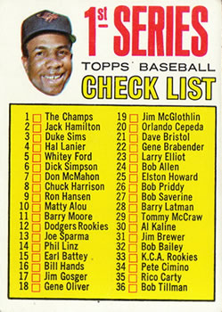 1967 Topps #62 1st Series Checklist: 1-109 (Frank Robinson) Front