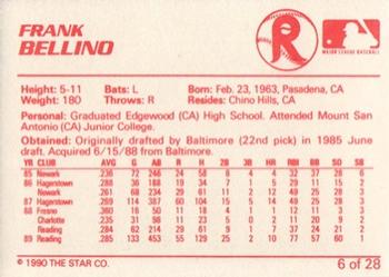 1990 Star Reading Phillies #6 Frank Bellino Back