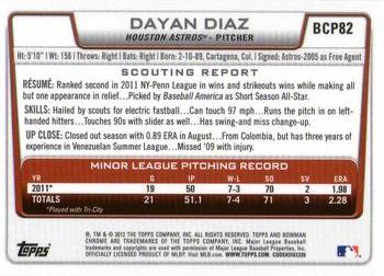 2012 Bowman - Chrome Prospects #BCP82 Dayan Diaz Back