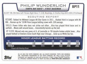 2012 Bowman - Prospects #BP11 Philip Wunderlich Back
