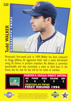1995 Upper Deck Minor League #220 Todd Walker Back
