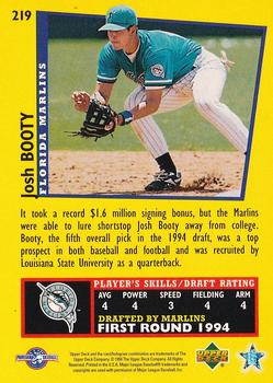 1995 Upper Deck Minor League #219 Josh Booty Back