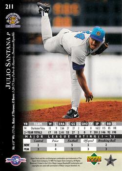 1995 Upper Deck Minor League - Future Stock #211 Julio Santana Back