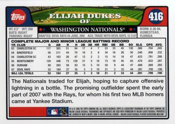 2008 Topps #416 Elijah Dukes Back