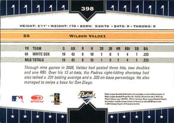 2005 Donruss Champions #398 Wilson Valdez Back