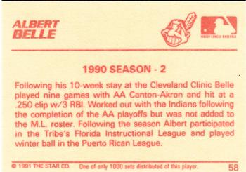 1991 Star The Future #58 Albert Belle Back