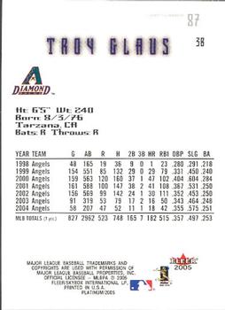 2005 Fleer Platinum #87 Troy Glaus Back