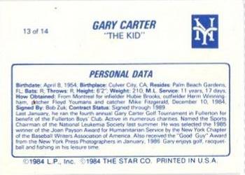 1987 Star Gary Carter #13 Gary Carter Back