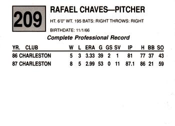 1988 Cal League #209 Rafael Chavez Back