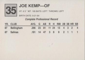 1988 Cal League #35 Joe Kemp Back