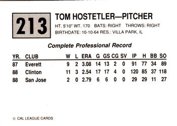 1989 Cal League #213 Tom Hostetler Back