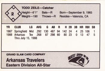 1988 Grand Slam Texas League All-Stars #2 Todd Zeile Back