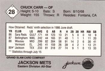 1989 Grand Slam Texas League All-Stars #28 Chuck Carr Back