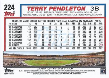 2012 Topps Archives #224 Terry Pendleton Back