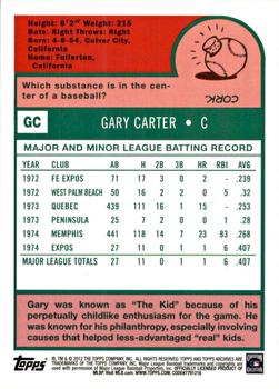 2012 Topps Archives - Fan Favorite Autographs #FFA-GC Gary Carter Back