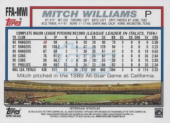 2012 Topps Archives - Fan Favorite Autographs #FFA-MWI Mitch Williams Back