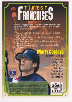 1996 Finest #206 Marty Cordova Back