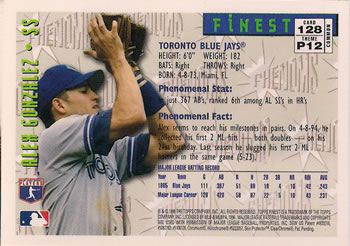 1996 Finest #128 Alex Gonzalez Back