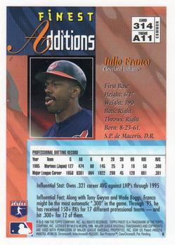 1996 Finest #314 Julio Franco Back