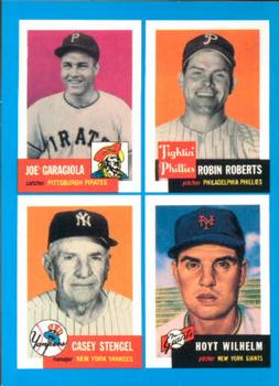 1992 Topps Bazooka Archives Quadracards #21 Joe Garagiola / Robin Roberts / Casey Stengel / Hoyt Wilhelm Front