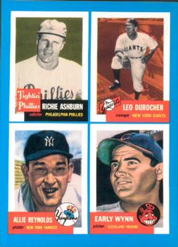 1992 Topps Bazooka Archives Quadracards #5 Richie Ashburn / Leo Durocher / Allie Reynolds / Early Wynn Front