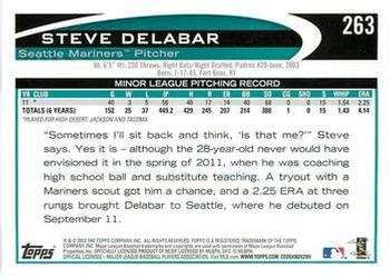 2012 Topps - Purple #263 Steve Delabar Back