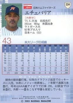 2003 BBM #334 Angel Echevarria Back