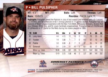 2011 Choice Somerset Patriots #23 Bill Pulsipher Back