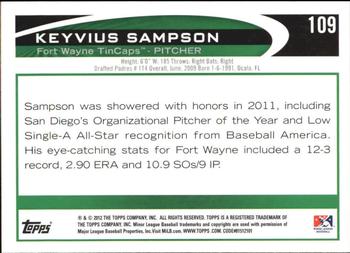 2012 Topps Pro Debut #109 Keyvius Sampson Back
