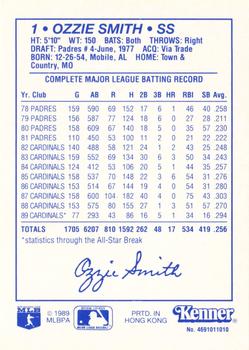 1990 Kenner Starting Lineup Cards #4691011010 Ozzie Smith Back