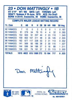 1990 Kenner Starting Lineup Cards #4691020021 Don Mattingly Back