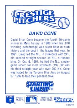 1993 Kenner Starting Lineup Cards #501040 David Cone Back