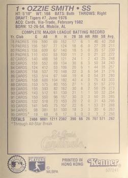 1996 Kenner Starting Lineup Cards #527241 Ozzie Smith Back